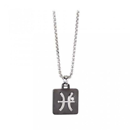 Collana in acciaio pvd nero segno zodiacale pesci 2JEWELS uomo