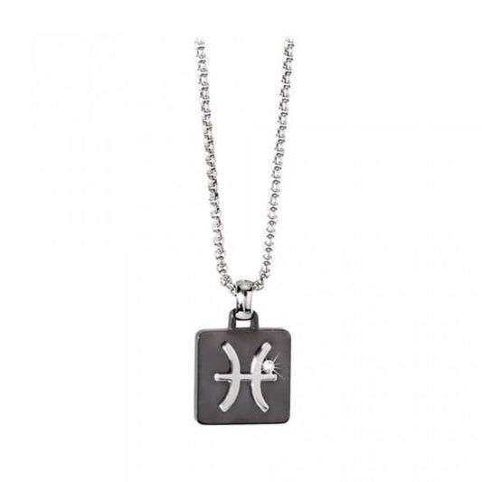 Collana in acciaio pvd nero segno zodiacale pesci 2JEWELS uomo