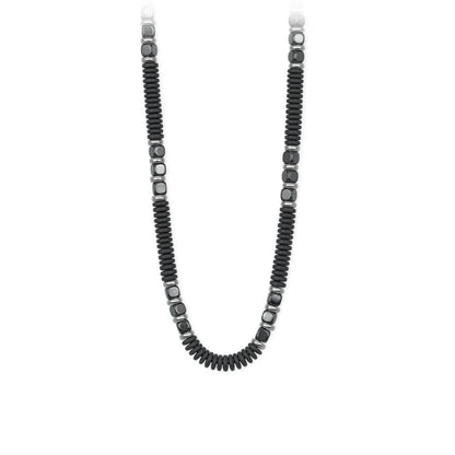 2Jewels collana per uomo in acciaio nero ed elementi in ematite e cristalli 251646