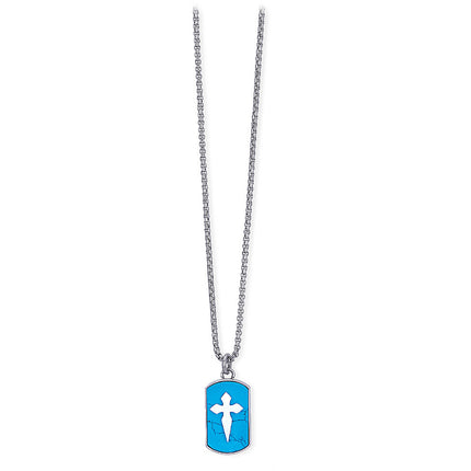 Collana Uomo 2Jewels Ikon Acciaio Piastrina Turchese Croce Santiago 251673