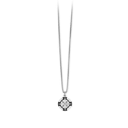 Collana uomo acciaio 2Jewels 261676 con rosa dei venti e cristalli eleganti