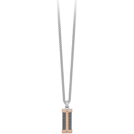 Collana Uomo 2Jewels Acciaio 316L PVD Oro Rosé Techno City Piastrina 50cm 251705