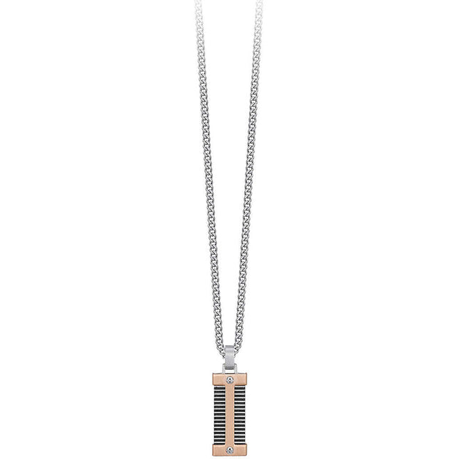 Collana Uomo 2JEWELS Acciaio 316L Oro Rosé Techno City 50cm Piastrina