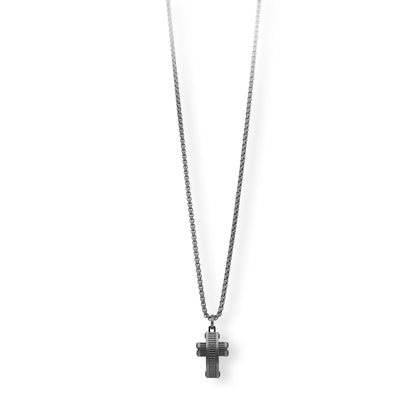 Collana uomo acciaio ip nero con croce JEWELS uomo crocifisso piccolo