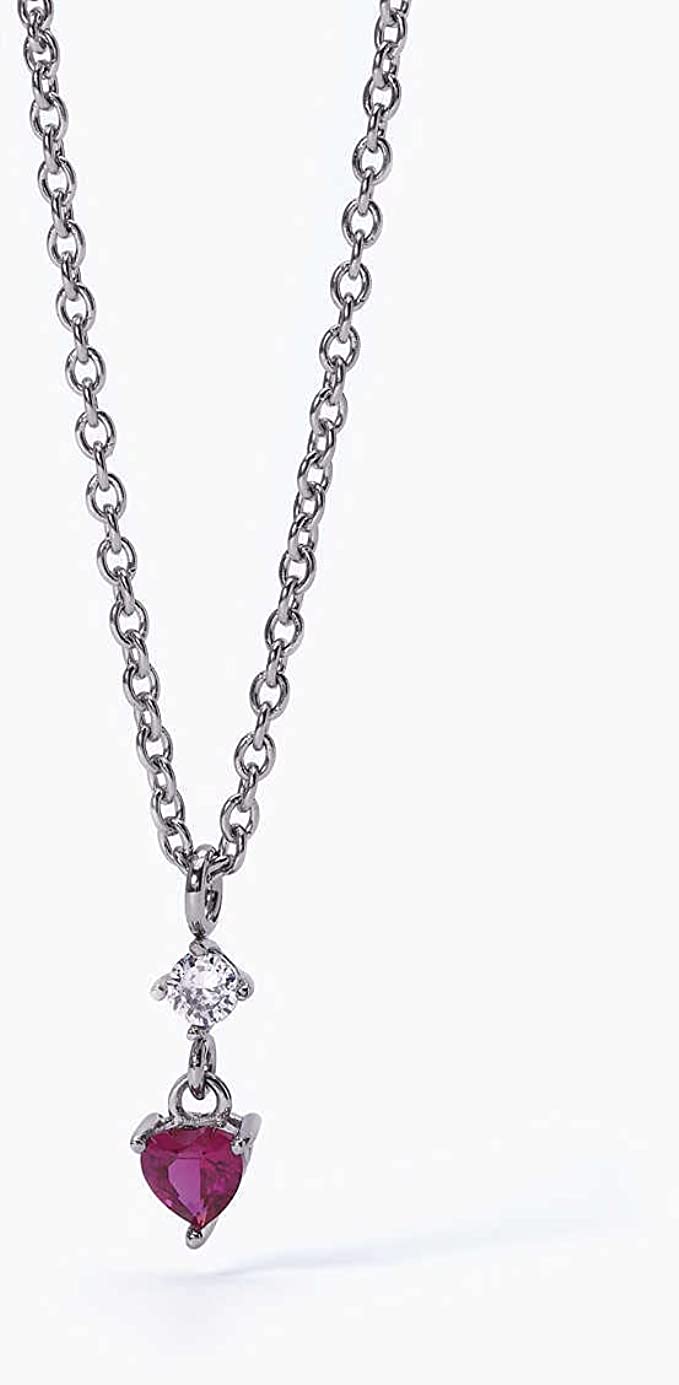 2JEWELS GIROCOLLO PER DONNA IN ACCIAIO 316L CON RUBINO SINTETICO E ZIRCONI 251816