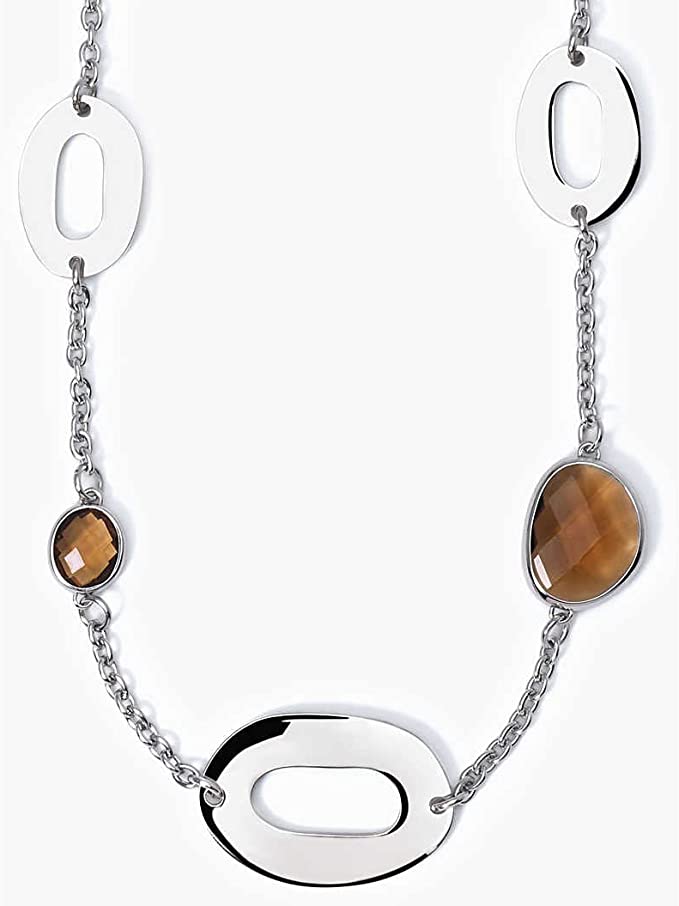2JEWELS collana per donna in acciaio e vetro colorato smoki con elementi ovali  251817