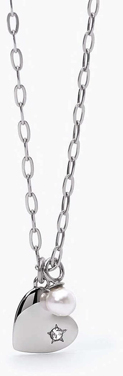 2jewels collana ciondolo cuore acciaio per donna con perla 251820