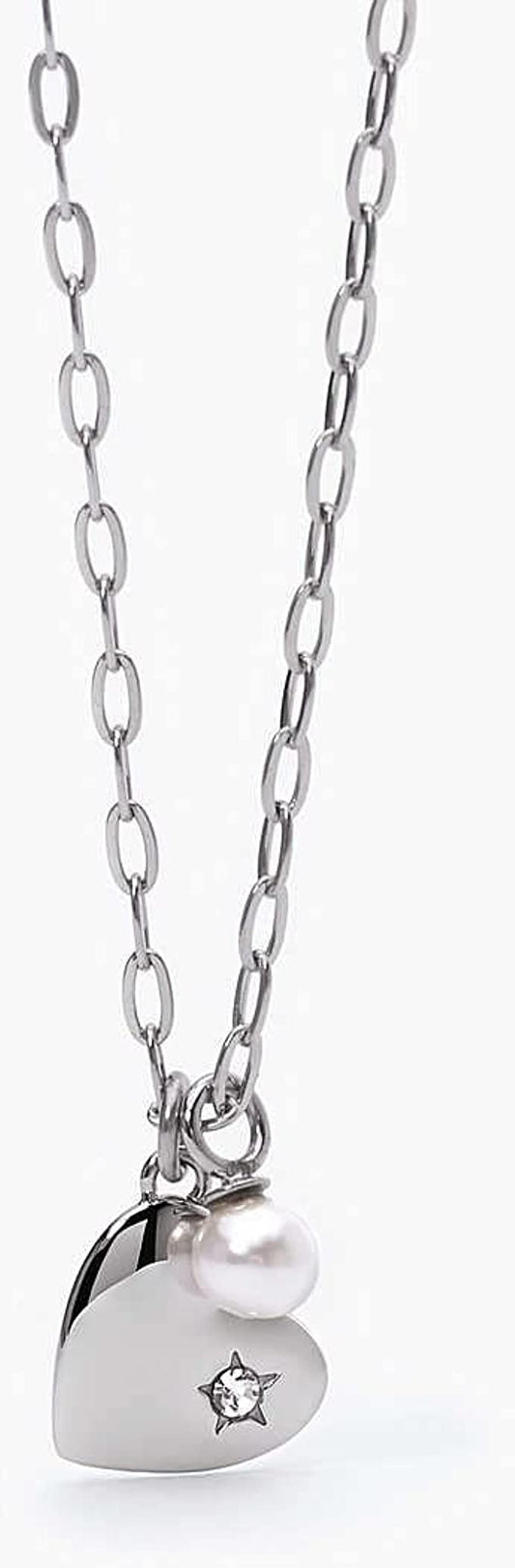 2jewels collana ciondolo cuore acciaio per donna con perla 251820