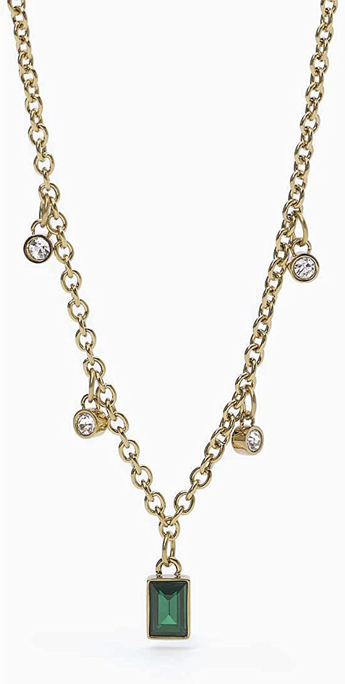 2JEWELS GIROCOLLO PER DONNA IN ACCIAIO E PVD GOLD CON SMERALDO SINTETICO E CRISTALLI 251828