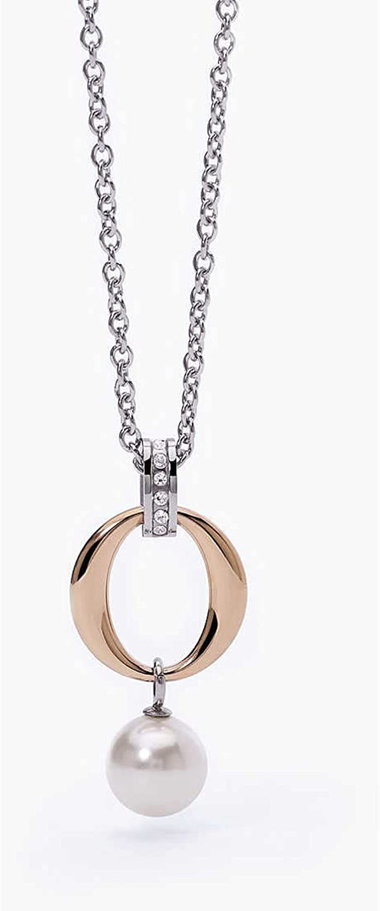 2jewels girocollo collana in acciaio per donna con ciondolo oro e perla 251831