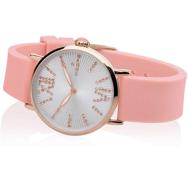 Orologio Donna Hoops Silicone Rosa Cassa Acciaio Gold 38mm