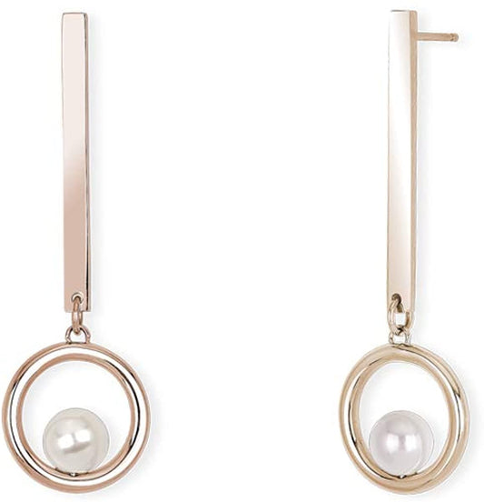 2JEWELS ORECCHINI PENDENTI IN ACCIAIO ROSA E PERLA PER DONNA 261292