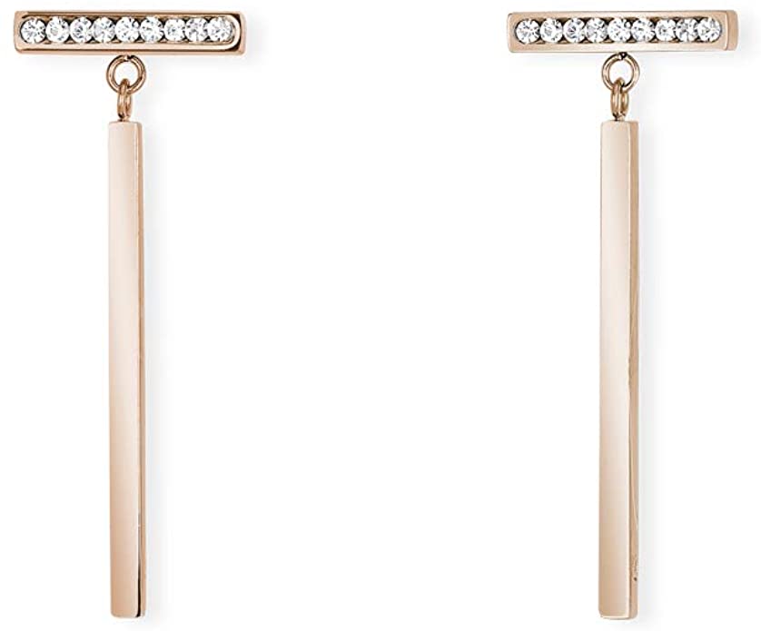 2JEWELS ORECCHINI PENDENTI PER DONNA IN ACCIAIO ROSA E CRISTALLI 261297