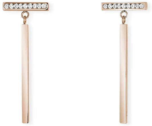 2JEWELS ORECCHINI PENDENTI PER DONNA IN ACCIAIO ROSA E CRISTALLI 261297