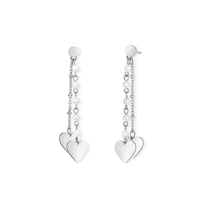 Orecchini Donna 2Jewels Acciaio Pendenti Perle Design Elegante Ipoallergenici