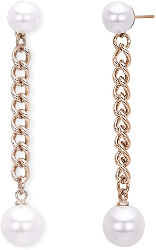 2JEWELS ORECCHINI PENDENTI PER DONNA IN ACCIAIO ROSA CON PERLA 261309