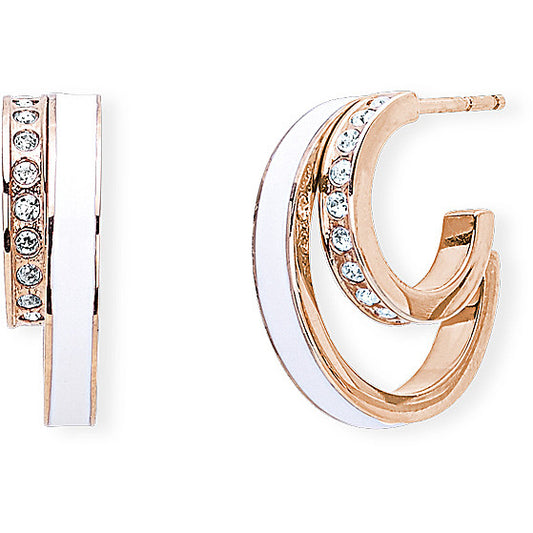 2JEWELS ORECCHINI A LOBO PER DONNA IN ACCIAIO DORATO E SMALTO BIANCO 261323