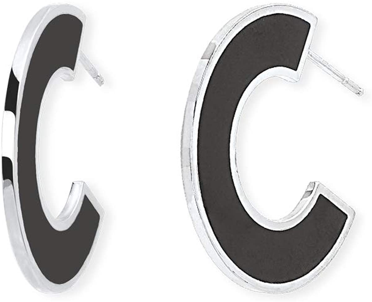 Orecchini per donna in acciaio e smalto nero a semicerchio 2JEWELS moda