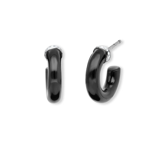 2JEWELS ORECCHINI A CERCHIO PENDENTI IN ACCIAIO E SMALTO NERO 261334