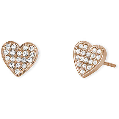 2JEWELS ORECCHINI A LOBO IN ACCIAIO ROSA CON CRISTALLI BIANCHI PER DONNA CUORE 261344