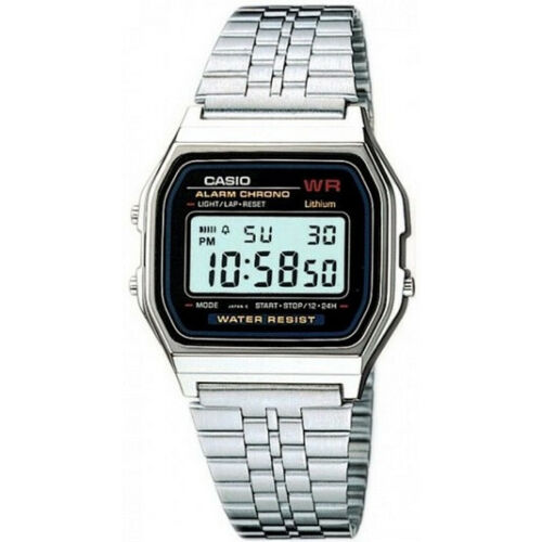 Casio A159WA-N1DF Orologio Digitale Unisex Nero Acciaio Elegante Retro
