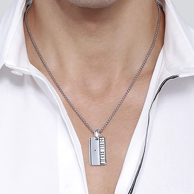 Collana per uomo in acciaio con piastrina e logo Bikkembergs BANP01WB