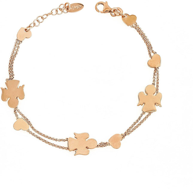 Bracciale Donna Amen Argento 925 Doppio Filo Rosa Angelo Custode BR2AHR