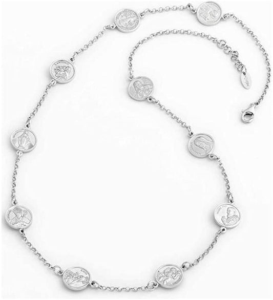 AMEN COLLANA  unisex IN STILE SACRO CON MEDAGLINE SANTI COSA50