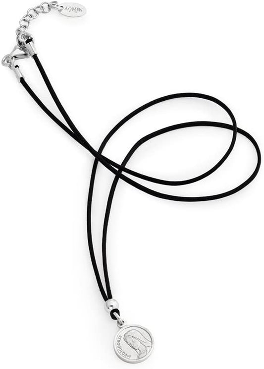 COLLANA UNISEX AMEN IN COTONE CERATO CON MEDAGLIA SAN CRISTOFORO