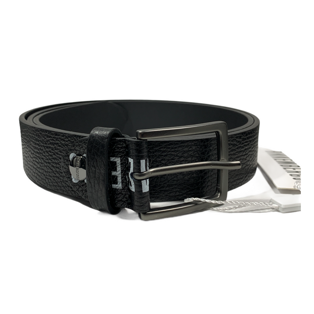 Cintura Uomo Bikkembergs Pelle Nera Fibbia Acciaio 3,5cm 110cm E4APME350704