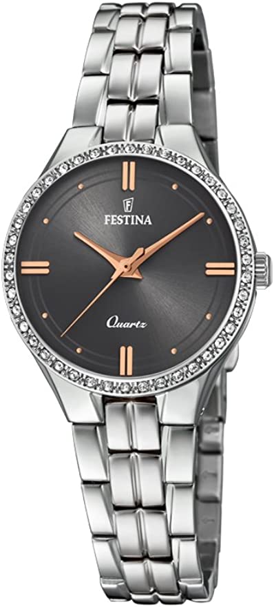 Festina Orologio Analogico Quarzo Donna con Cinturino in Acciaio Inox F20218-2
