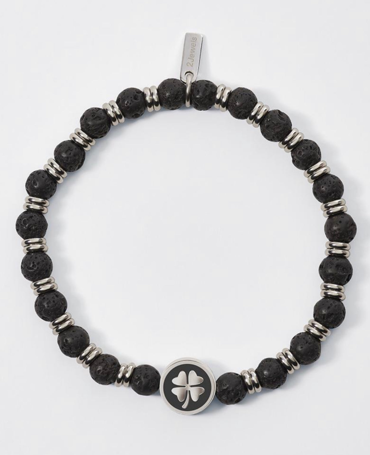 Bracciale con sfere in pietra lavica 2jewels uomo elastico