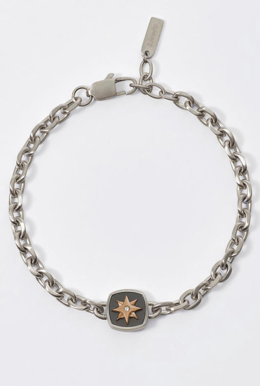 Bracciale catena acciaio con centrale rosa dei venti 2JEWELS uomo