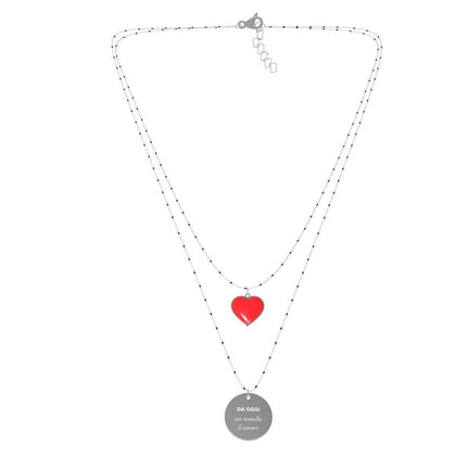 Collana Donna Acciaio Doppio Filo Cuore Rosso - 10BuoniPropositi N9905/N