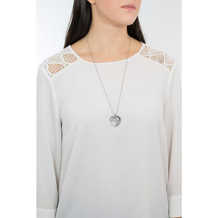Collana Donna OpsObjects OPSCL482 Acciaio Microsfere Cuore Cristalli 70cm