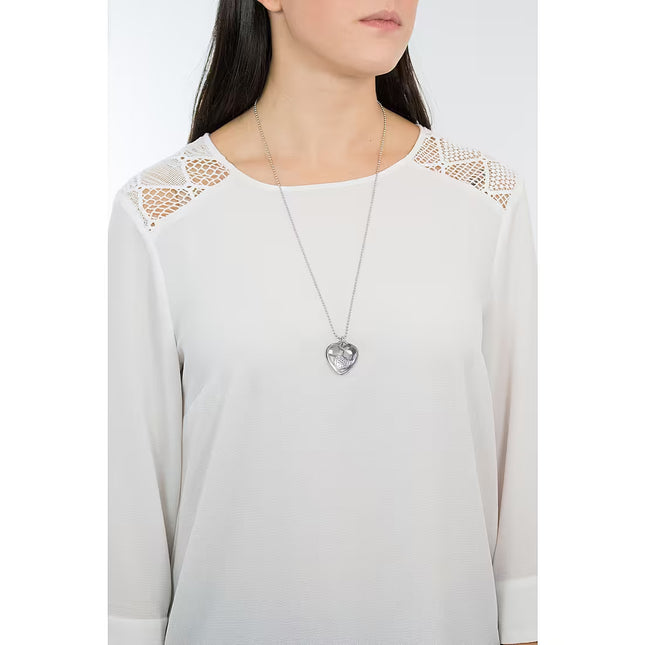 Collana Donna OpsObjects OPSCL482 Acciaio Microsfere Cuore Cristalli 70cm