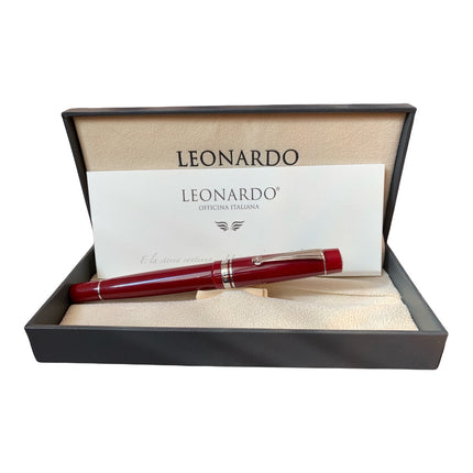 Penna Roller Officina Italiana Bordeaux Resina Campanella Argento Portafortuna Professionale
