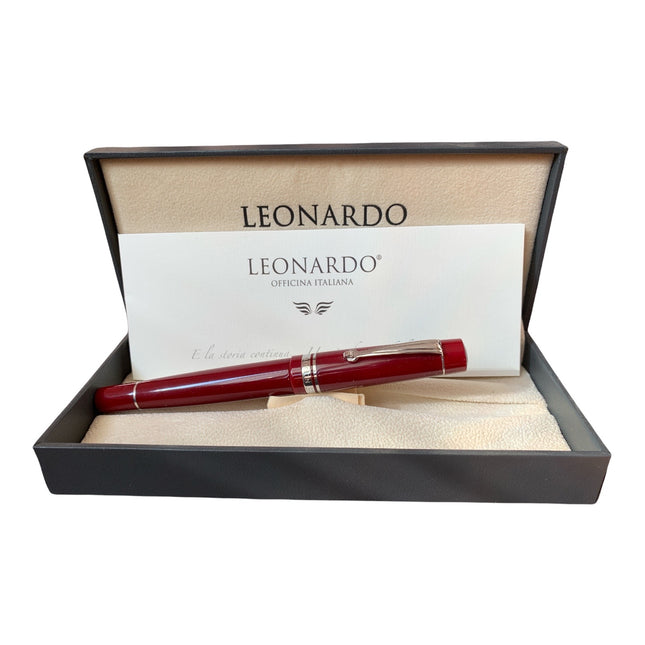Penna Roller Officina Italiana Bordeaux Resina Campanella Argento Portafortuna Professionale