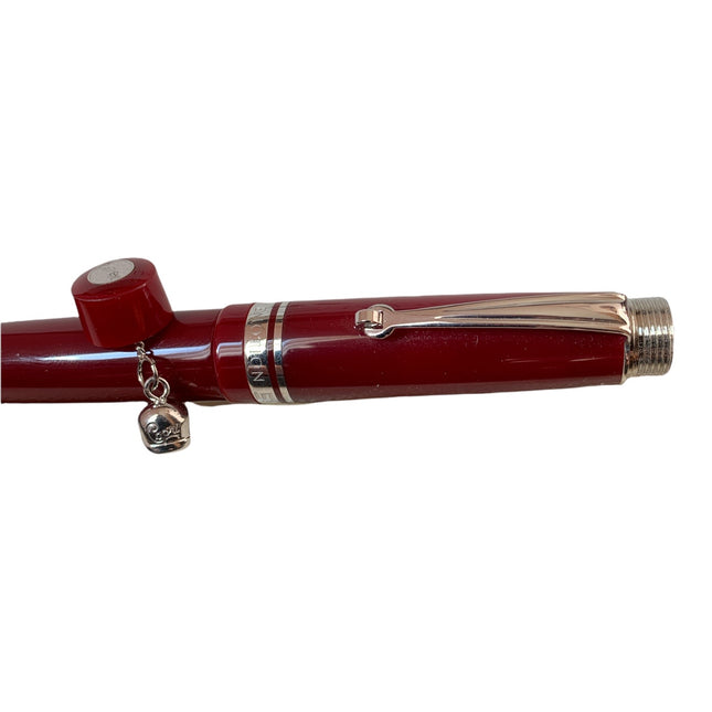 Penna Roller Officina Italiana Bordeaux Resina Campanella Argento Portafortuna Professionale