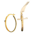 Orecchini Donna Amen OROVGB Argento 925 Dorato Croce Pendenti 4cm