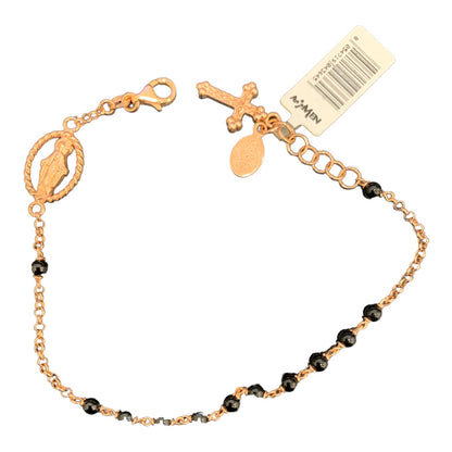 AMEN bracciale rosario  rosa unisex cod. BRORO2 originale grani neri