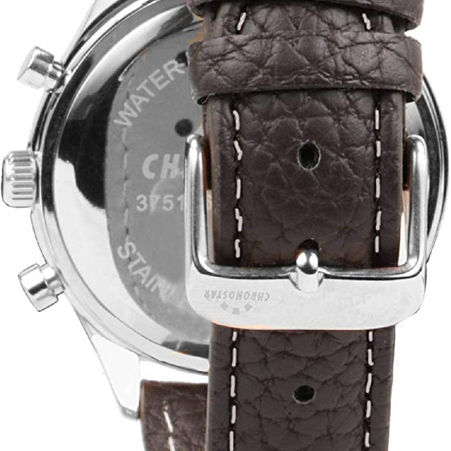 Orologio Uomo Chronostar Acciaio Cinturino Pelle Marrone Quarzo
