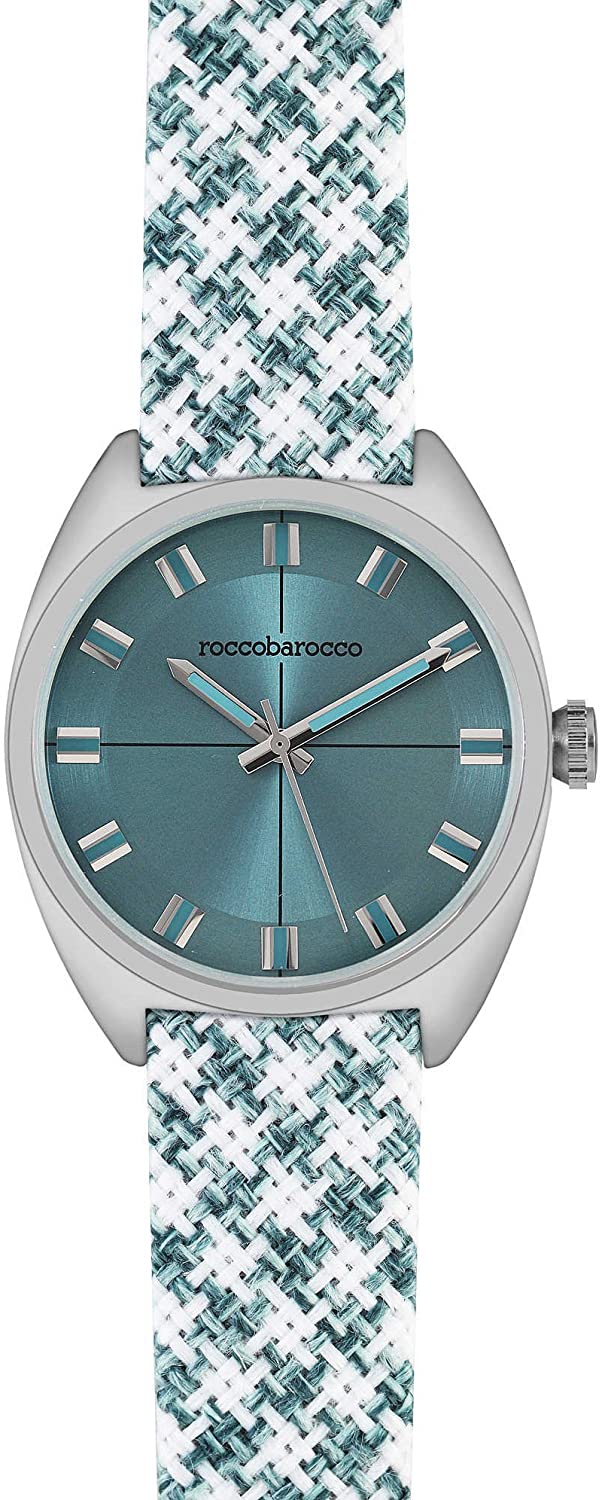Roccobarocco Orologio Uomo Al Quarzo Con Cinturino In Pelle e Tessuto