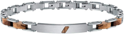Bracciale braccialetto acciaio e legno Sector uomo moda wwod casual