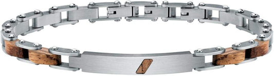 Bracciale braccialetto acciaio e legno Sector uomo moda wwod casual