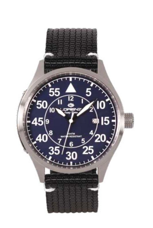 LORENZ OROLOGIO AL QUARZO AVIATORE CINTURINO IN CORDURA PER UOMO 030227BB