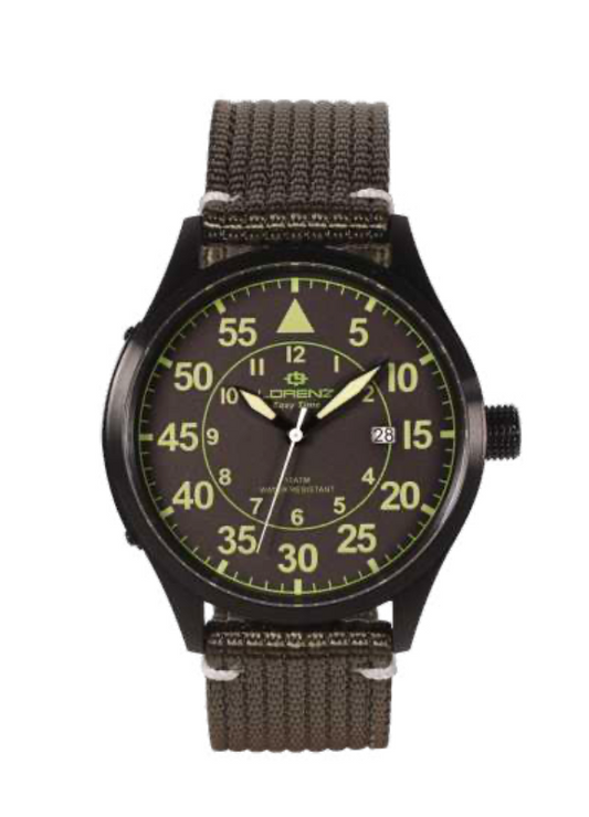 LORENZ OROLOGIO AL QUARZO AVIATORE CINTURINO IN CORDURA PER UOMO 030227DD