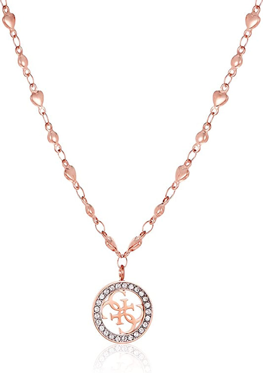 GUESS collana in acciaio dorato per donna con ciondolo e cuori UBN78017