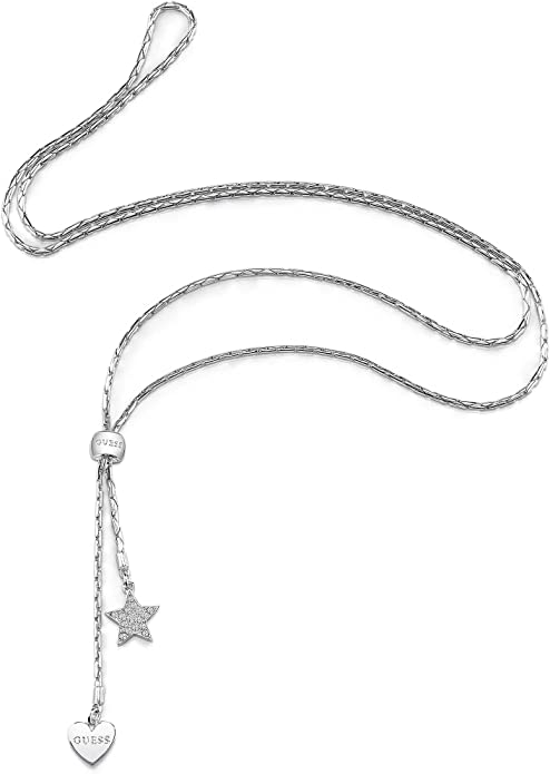 GUESS collana per donna in acciaio lunga con cuore e stella scorsoio UBN84033