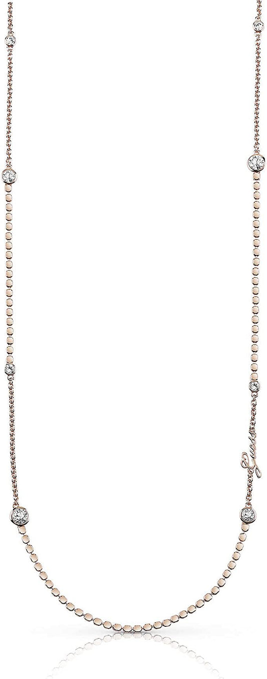 GUESS collana in acciao dorato per donna con cristalli UBN84079